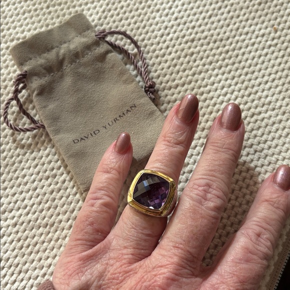 David Yurman Gold & Sterling Silver Ring with Amethyst Gemstone - Picture 3 of 16